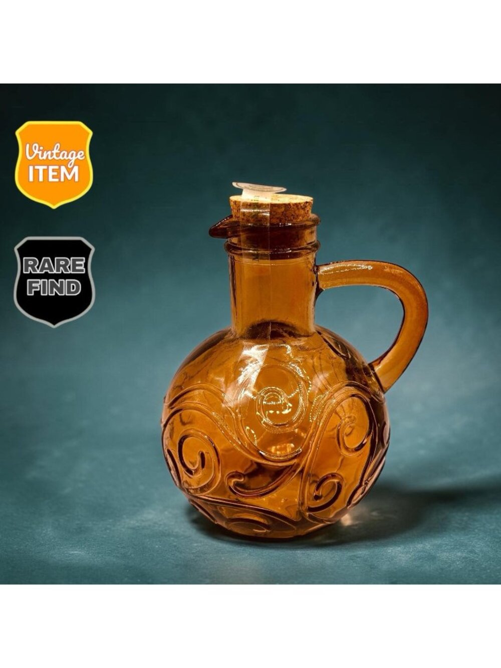 Vintage 5 Inch Mini Spiral Design Circle Glass Pitcher Jug. Made in Spain. NEW!